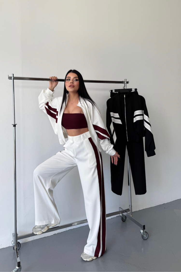 Sides Thick Black Striped Tracksuit Set