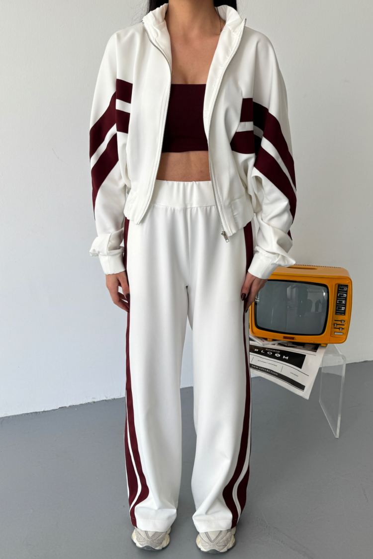 Sides Thick Black Striped Tracksuit Set