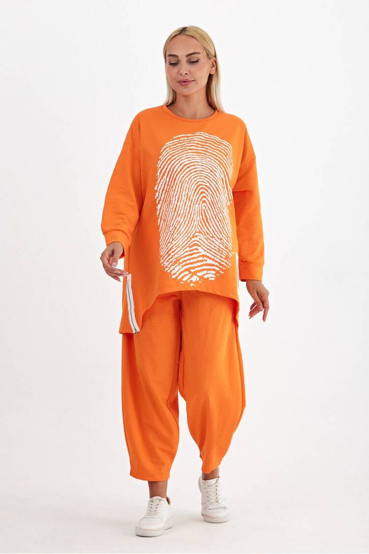 Fingerprint Printed Tracksuit - See More - Globality Store - Women Clothes Wholesale Turkey