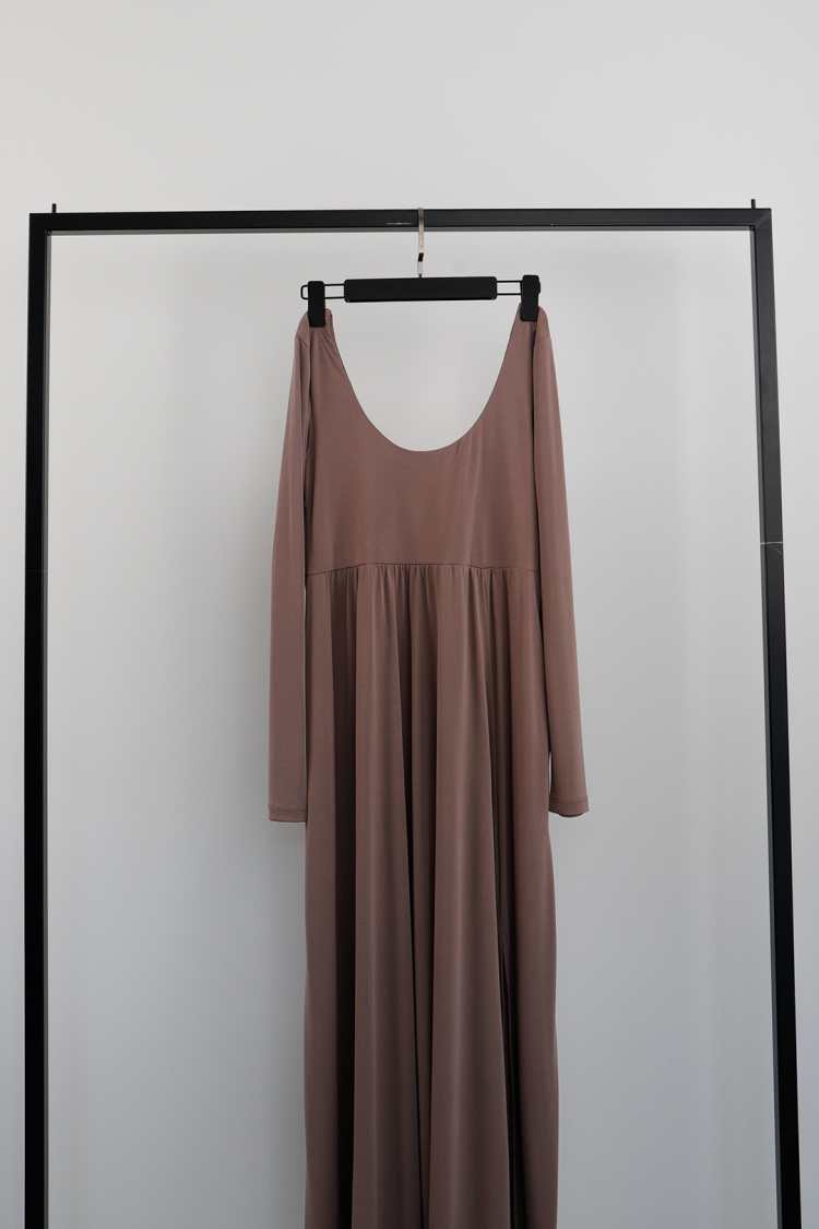 Modal Front Slit Dress - Mocha - Cream Rouge - Globality Store - Women Clothes Wholesale Turkey