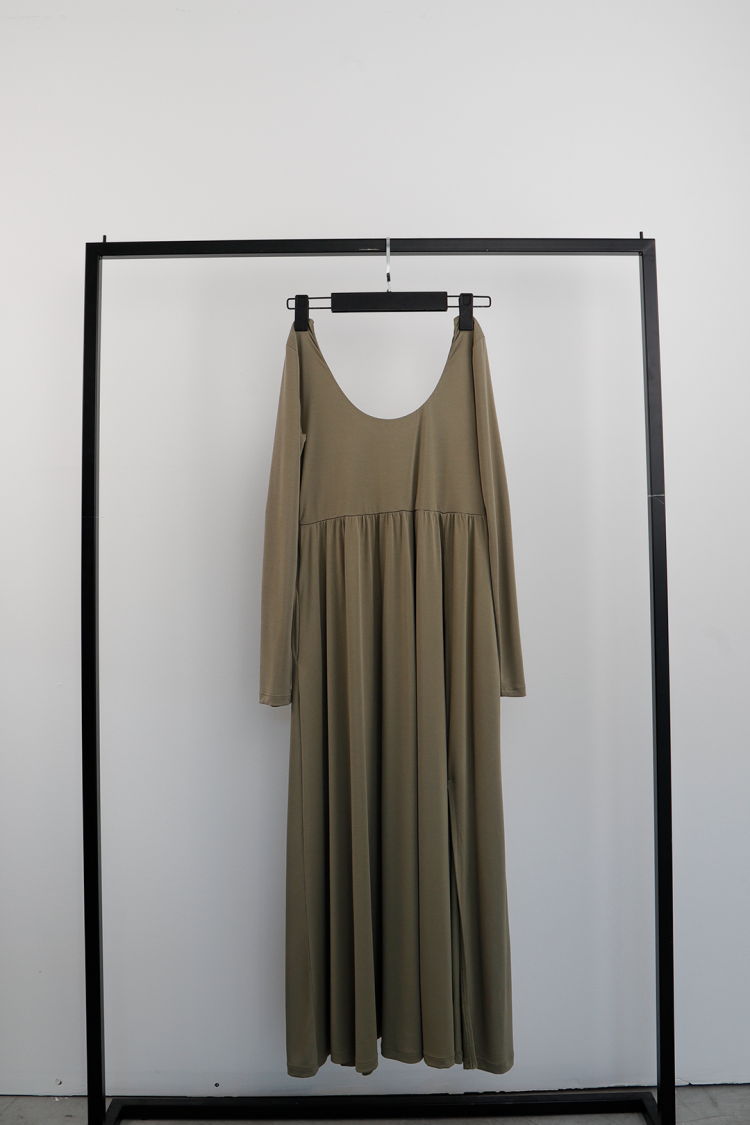 Modal Front Slit Dress - Cream Rouge - Globality Store - Women Clothes Wholesale Turkey