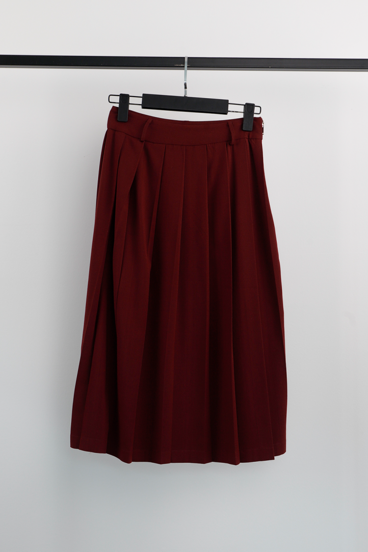 Side Zipper Maxi Skirt - Burgundy - Cream Rouge - Globality Store - Women Clothes Wholesale Turkey