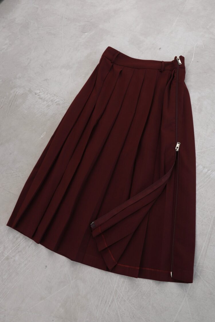 Side Zipper Maxi Skirt - Burgundy