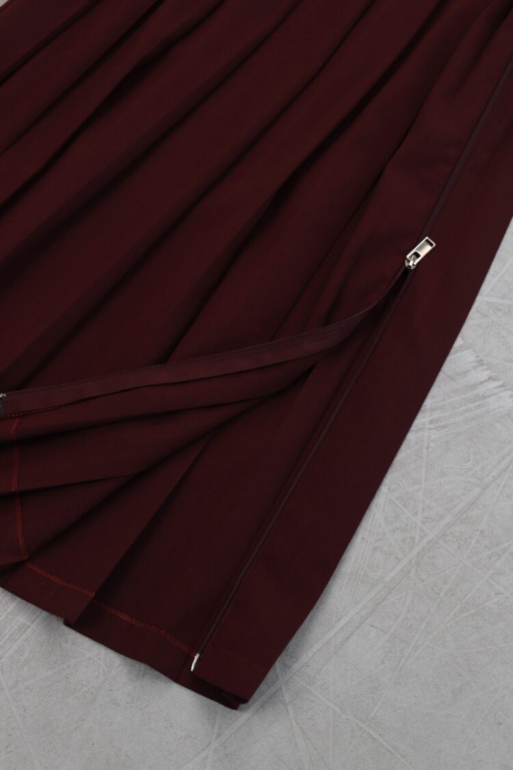 Side Zipper Maxi Skirt - Burgundy