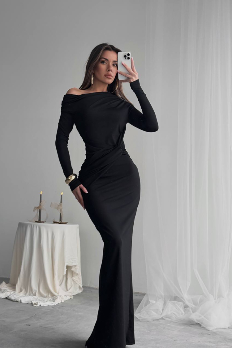 Ornamental Tie Detailed Maxi Long Dress