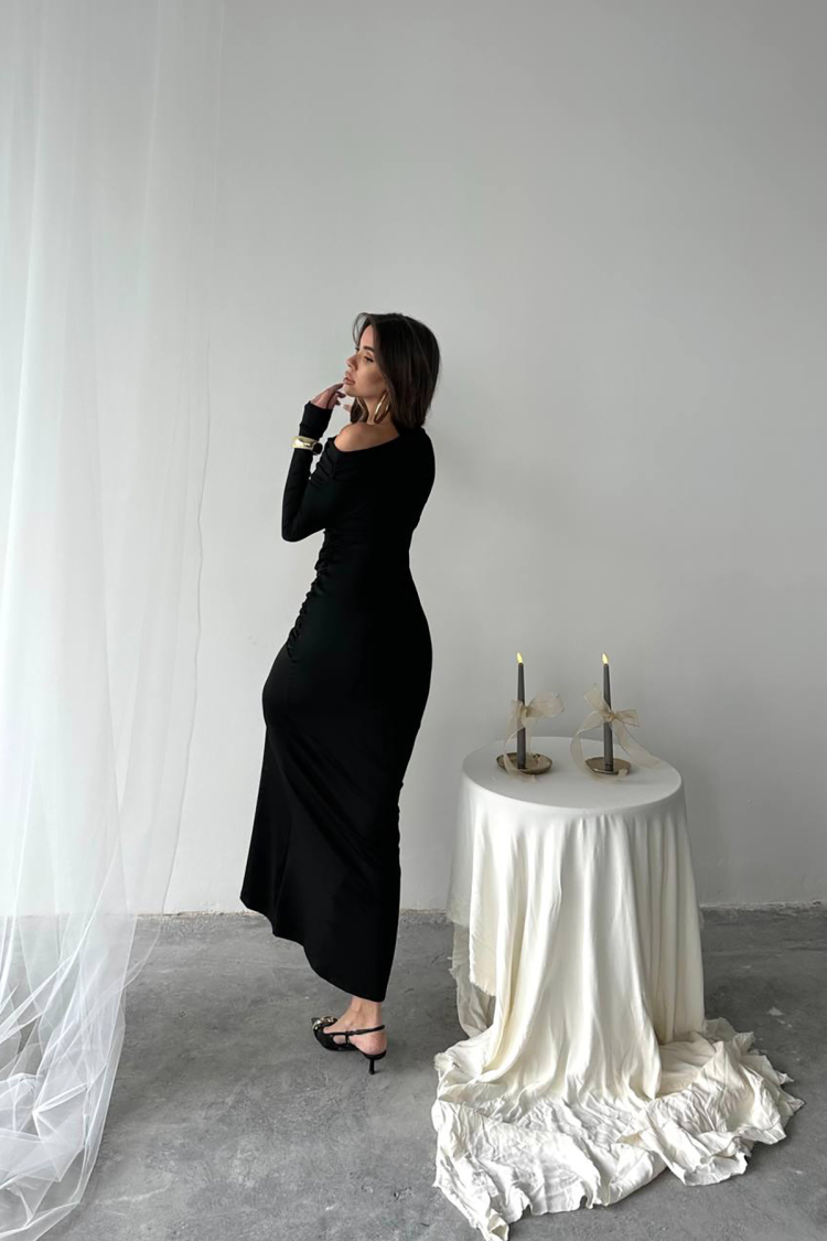 Ornamental Tie Detailed Maxi Long Dress