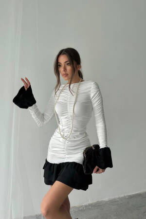 Ruffle Blouse Mini Dress - Mode Roy - Globality Store - Women Clothes Wholesale Turkey