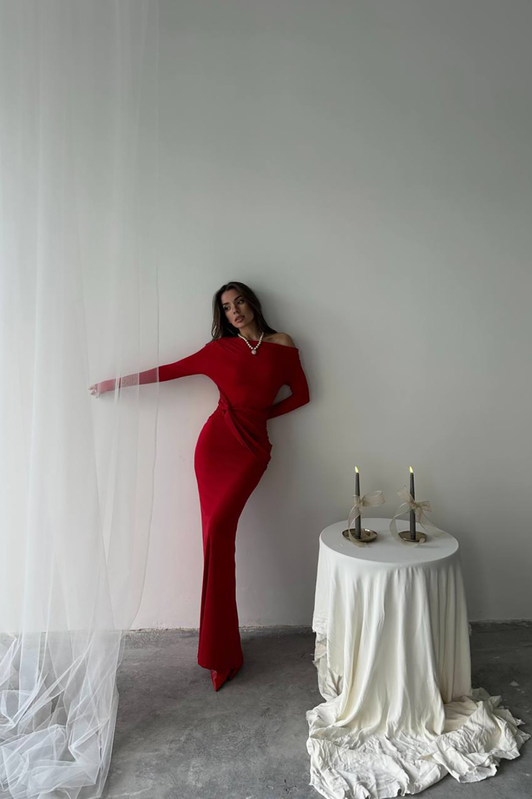 Ornamental Tie Detailed Maxi Long Dress