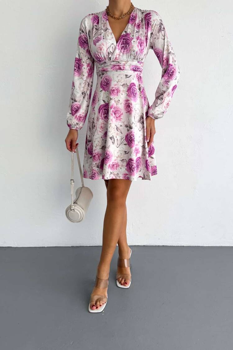 Patterned Dress - Ezgi Nisantasi - Globality Store - Women Clothes Wholesale Turkey