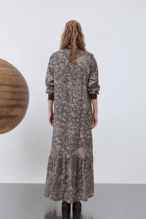 Women's Collar Ribbed Patterned Dress - Puane - Globality Store - Women Clothes Wholesale Turkey