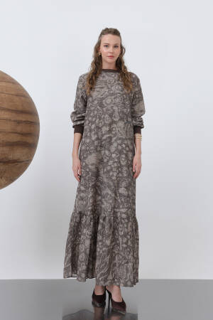 Women's Collar Ribbed Patterned Dress - Puane - Globality Store - Women Clothes Wholesale Turkey