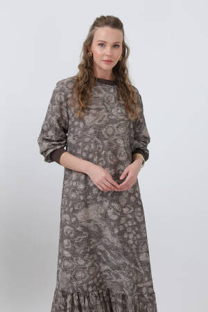 Women's Collar Ribbed Patterned Dress - Puane - Globality Store - Women Clothes Wholesale Turkey