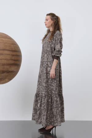 Women's Collar Ribbed Patterned Dress - Puane - Globality Store - Women Clothes Wholesale Turkey