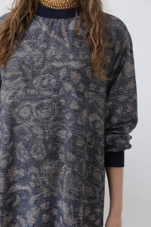 Patterned Dress With Ribbed Collar - Multicolor - Puane - Globality Store - Women Clothes Wholesale Turkey