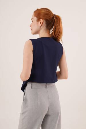 Wholesale Vest With Cross Pattern Buttons - Lustrin - Globality Store - Women Clothes Wholesale Turkey