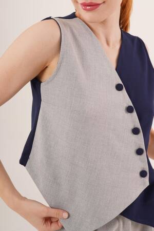 Wholesale Vest With Cross Pattern Buttons - Lustrin - Globality Store - Women Clothes Wholesale Turkey