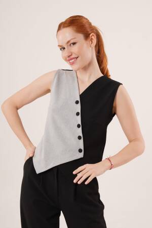 Wholesale Vest With Cross Pattern Buttons - Lustrin - Globality Store - Women Clothes Wholesale Turkey