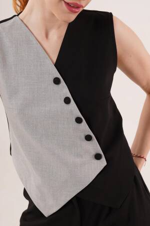 Wholesale Vest With Cross Pattern Buttons - Lustrin - Globality Store - Women Clothes Wholesale Turkey
