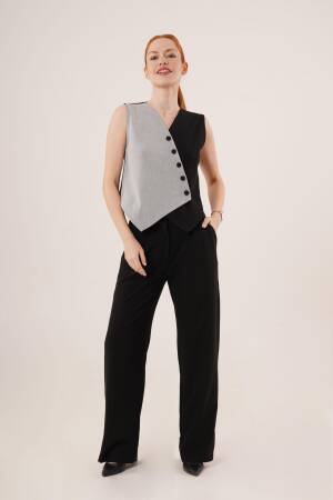 Wholesale Vest With Cross Pattern Buttons - Lustrin - Globality Store - Women Clothes Wholesale Turkey