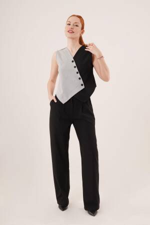 Wholesale Vest With Cross Pattern Buttons - Lustrin - Globality Store - Women Clothes Wholesale Turkey