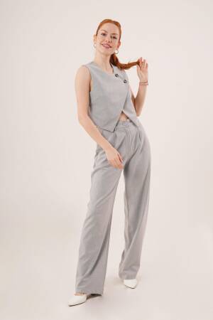 Double Button Cross PatternWholesale Vest - Lustrin - Globality Store - Women Clothes Wholesale Turkey