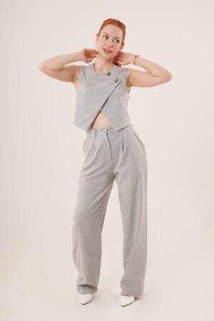 Double Button Cross PatternWholesale Vest - Lustrin - Globality Store - Women Clothes Wholesale Turkey