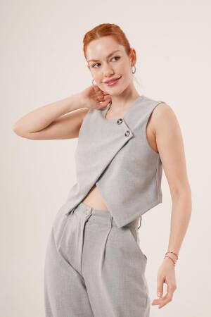 Double Button Cross PatternWholesale Vest - Lustrin - Globality Store - Women Clothes Wholesale Turkey