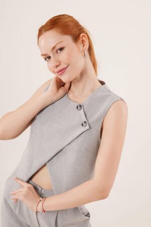 Double Button Cross PatternWholesale Vest - Lustrin - Globality Store - Women Clothes Wholesale Turkey