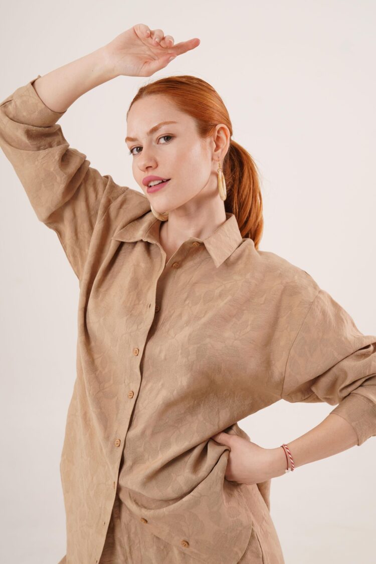 Patterned Shirt And Pants Double Set - Taba