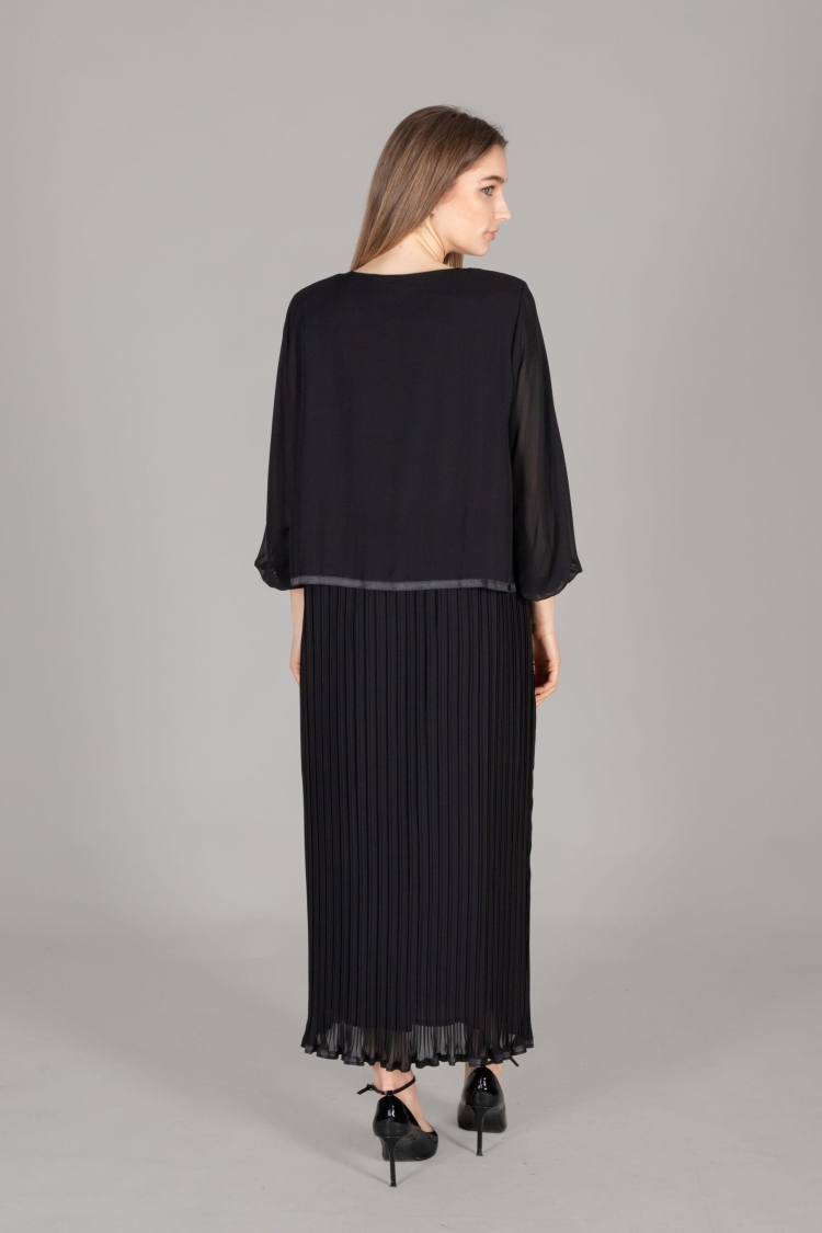 Round Neck Embroidered Chiffon Dress