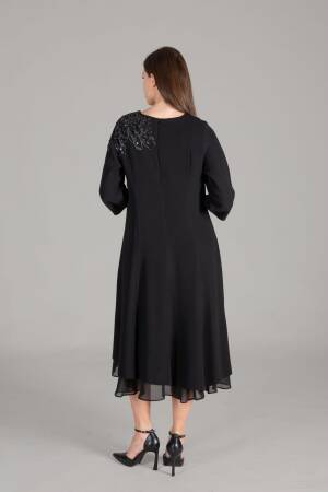 Cuff Round Neck Gown Dress - GUMANIZE - Globality Store - Women Clothes Wholesale Turkey