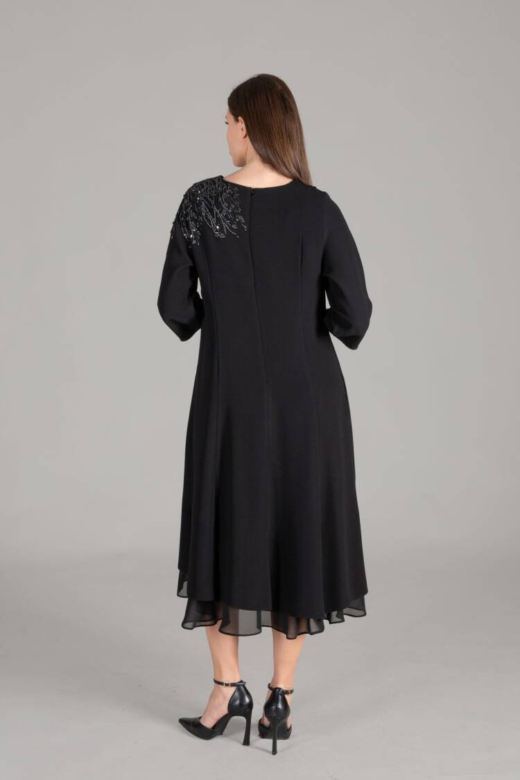 Cuff Round Neck Gown Dress