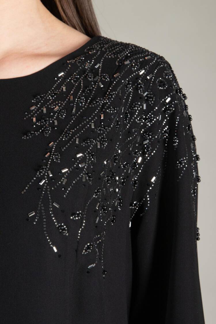 Cuff Round Neck Gown Dress
