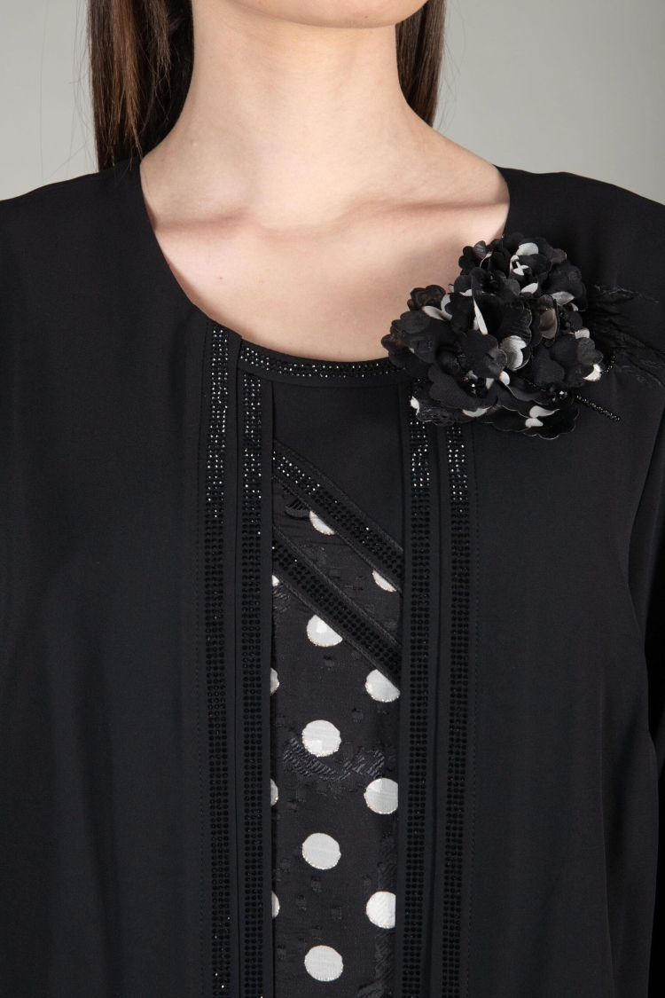 Round Neck Silvery Polka Dot Chiffon Dress