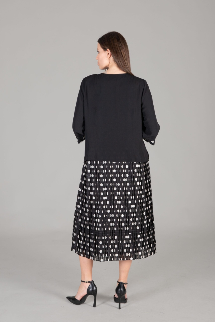 Round Neck Silvery Polka Dot Chiffon Dress