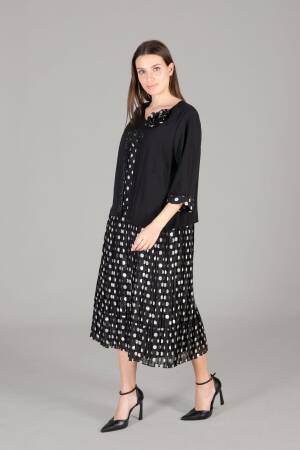Round Neck Silvery Polka Dot Chiffon Dress - GUMANIZE - Globality Store - Women Clothes Wholesale Turkey
