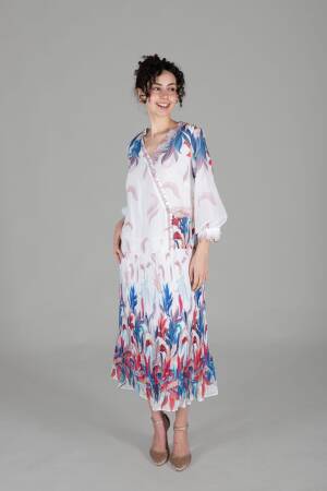 V Neck Mars Empirme Dress - GUMANIZE - Globality Store - Women Clothes Wholesale Turkey