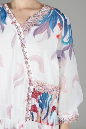 V Neck Mars Empirme Dress - GUMANIZE - Globality Store - Women Clothes Wholesale Turkey