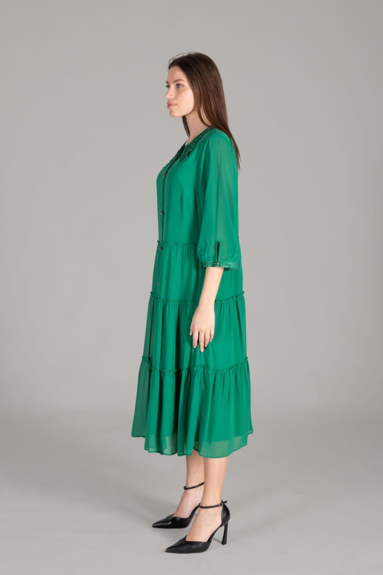 Apron Collar Chiffon Dress