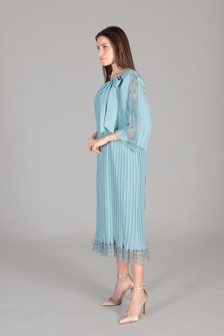 Round Neck Tulle Chiffon Dress