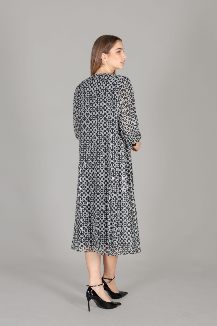 V Neck Bow Foil Dress