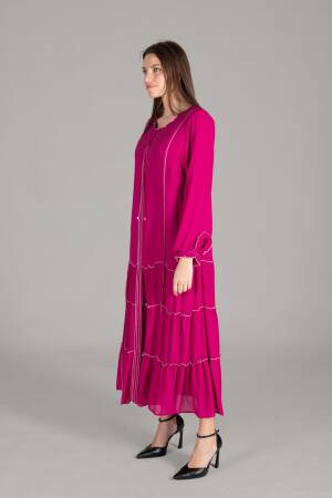 Ruffle Neck Chiffon Dress - GUMANIZE - Globality Store - Women Clothes Wholesale Turkey