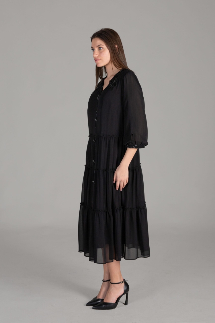 Apron Collar Chiffon Dress