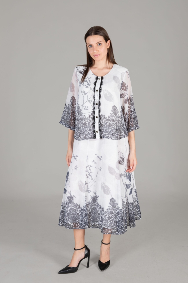 Round Neck Empirme Dress - GUMANIZE - Globality Store - Women Clothes Wholesale Turkey