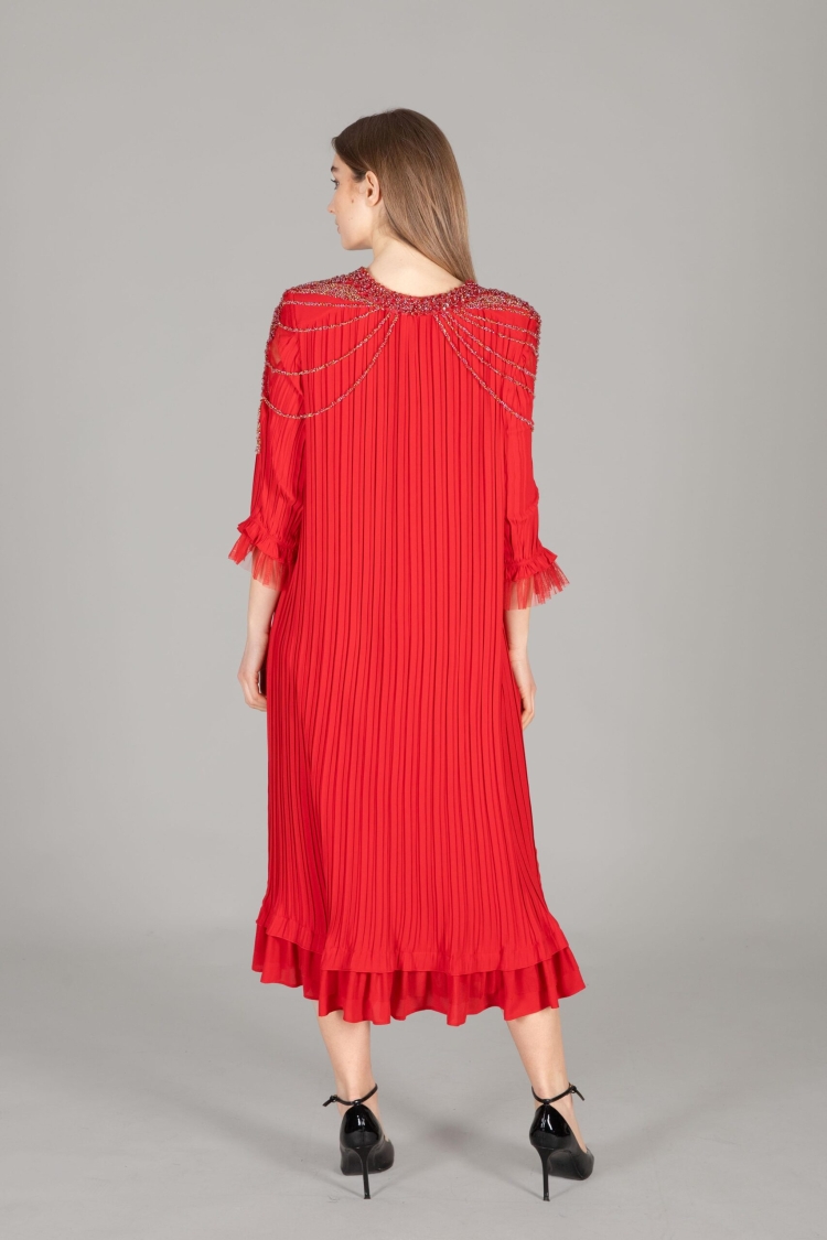 V Neck Venus Pleated Dress