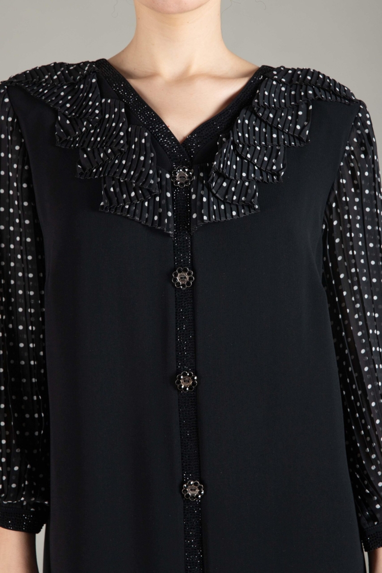 V Neck Polka Dot Chiffon Dress