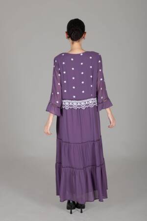 V Neck Embroidered Chiffon Dress - GUMANIZE - Globality Store - Women Clothes Wholesale Turkey