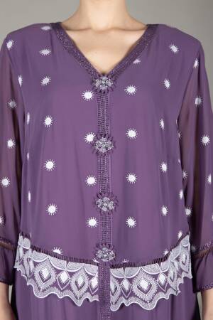 V Neck Embroidered Chiffon Dress - GUMANIZE - Globality Store - Women Clothes Wholesale Turkey