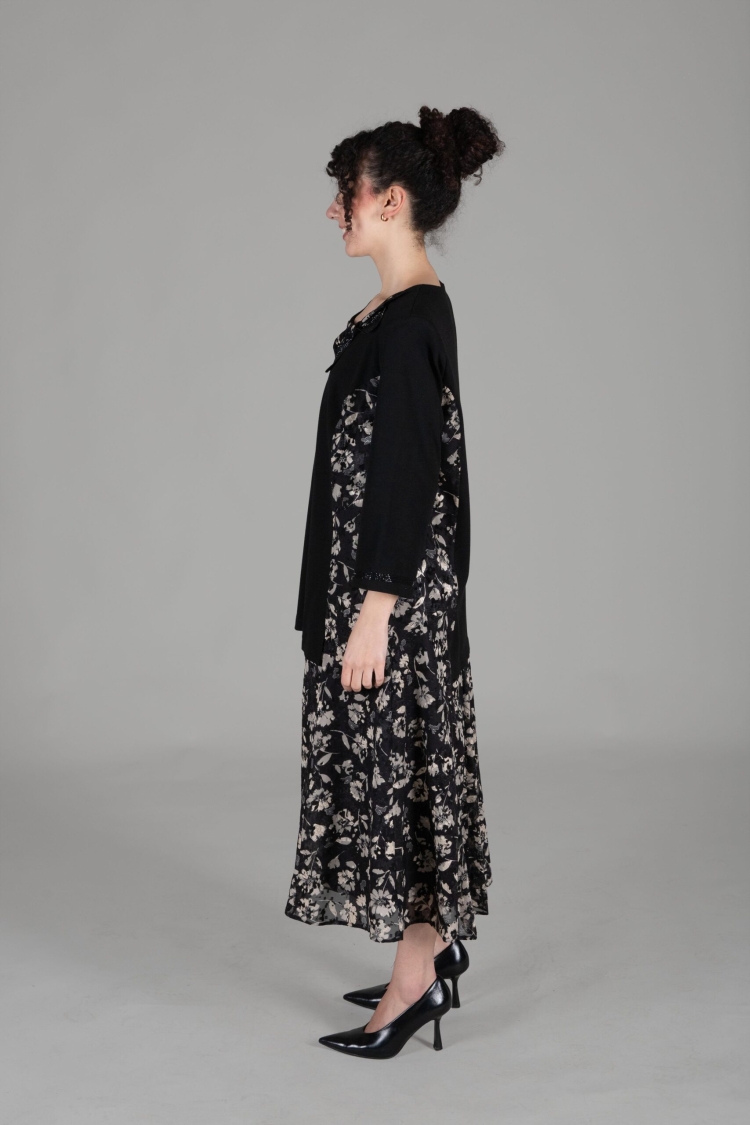 Round Neck Chiffon Dress