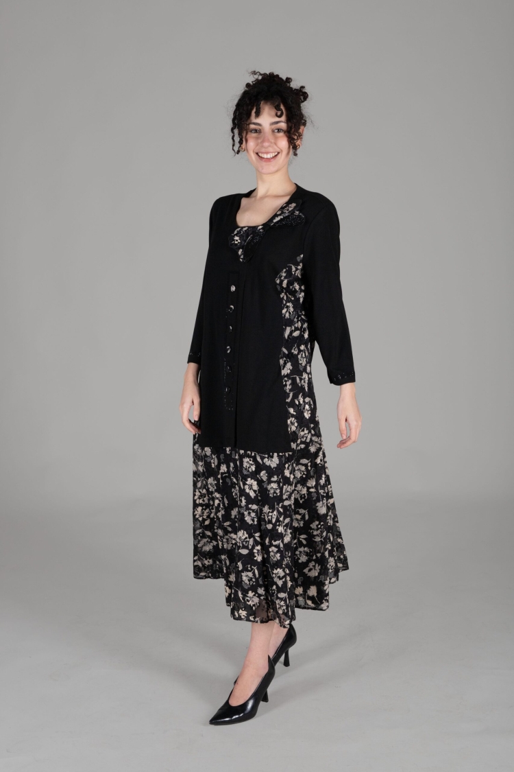 Round Neck Chiffon Dress